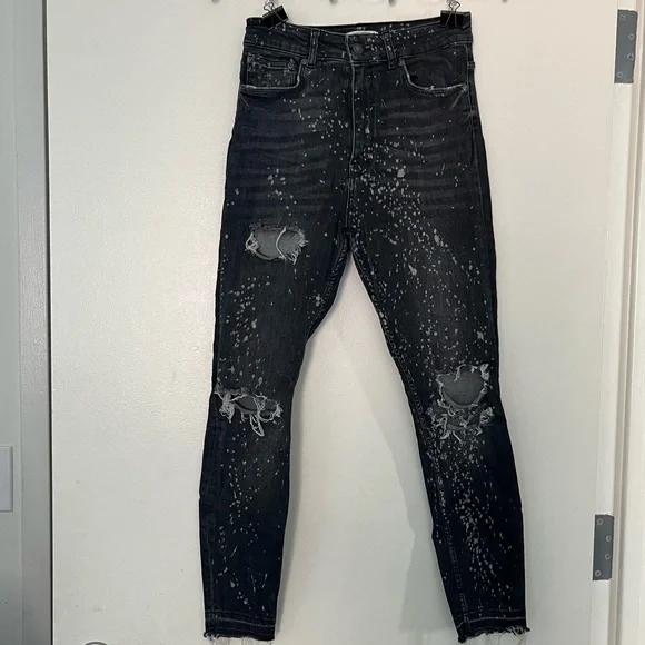 Zara Pants Jumpsuits Zara Highly Distressed Gray Jeans With